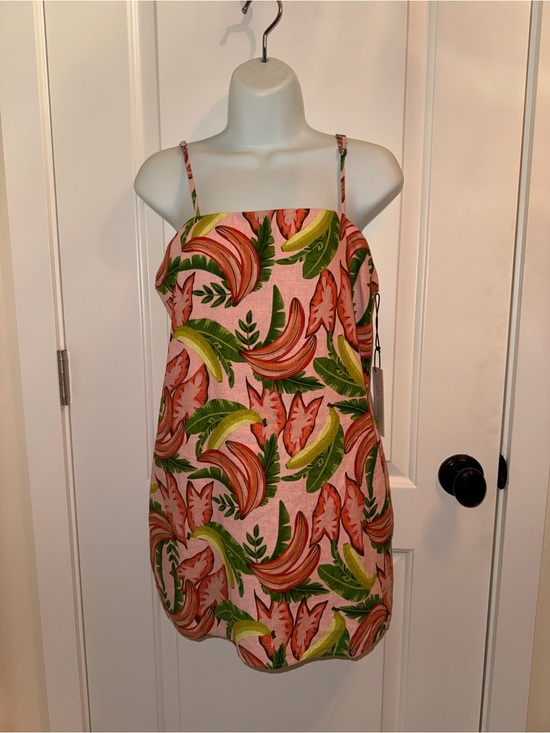 Rachel Zoe Dresses & Skirts - Rachel Zoe Tropical Pink Banana Leaf Slip Romper/ Dress/ sz. Small